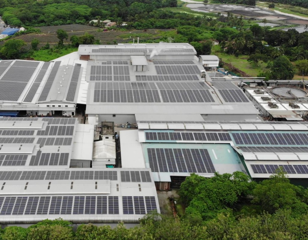 solar panels on factory rooftop