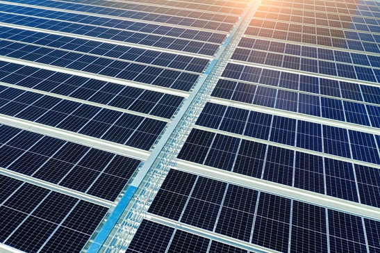 Solar panels on the roof.